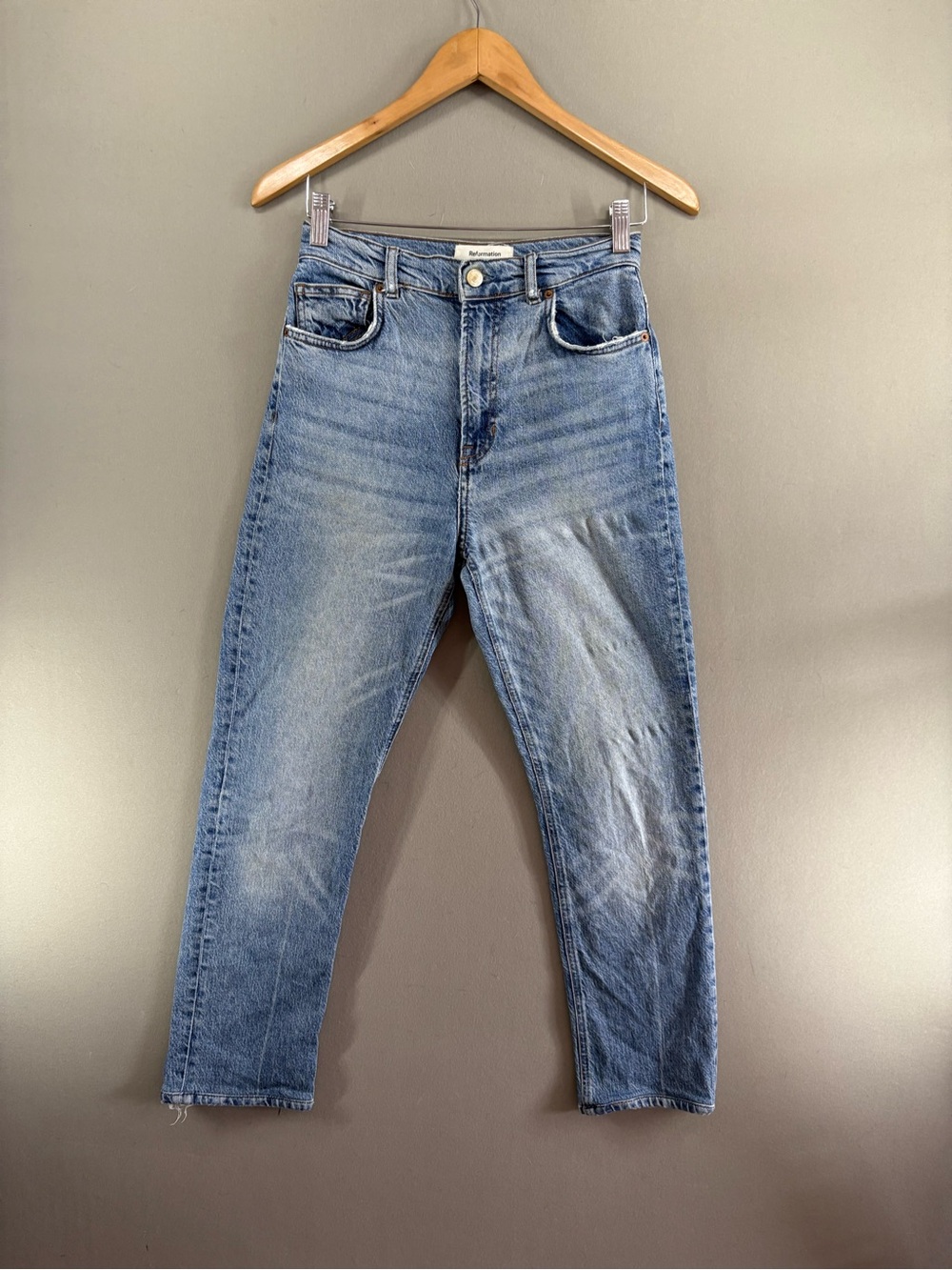 Reformation Jeans Womens 31 Blue Liza Ultra High Rise Straight Organic Cotton